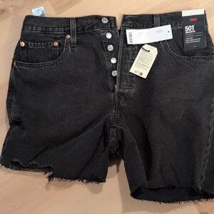 Levi's Charcoal Button-Fly Denim Shorts